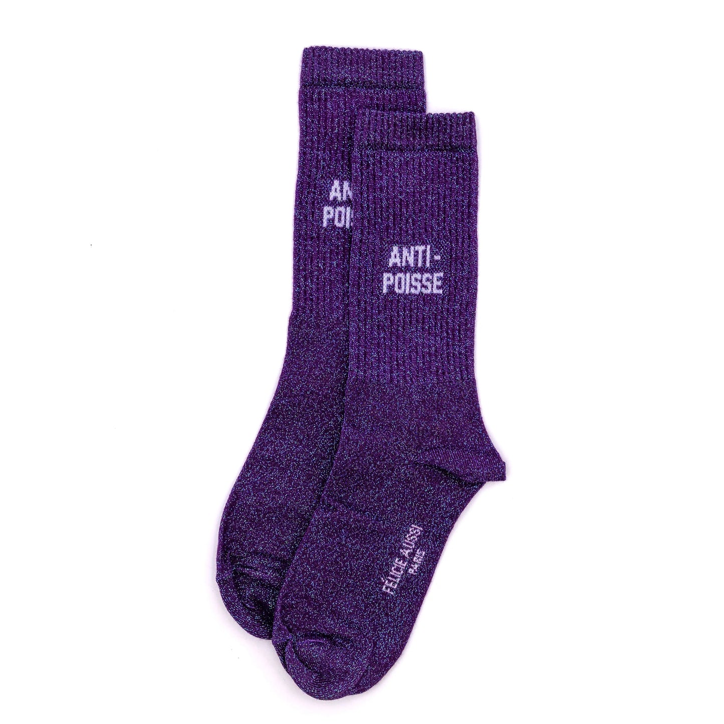 Chaussettes anti-poisse violettes fabriquées en France
