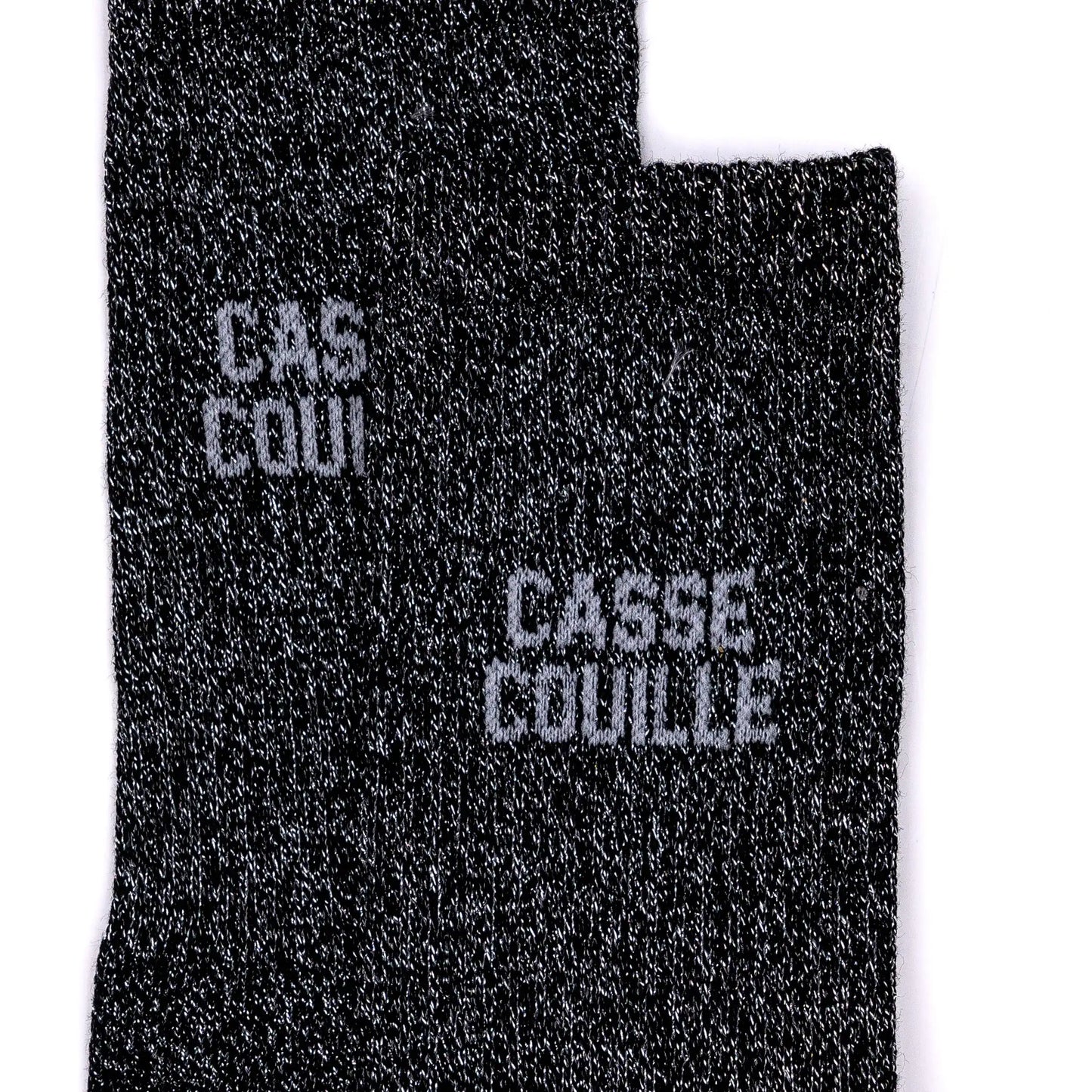 Chaussettes grises "casse couille" à paillettes made in France