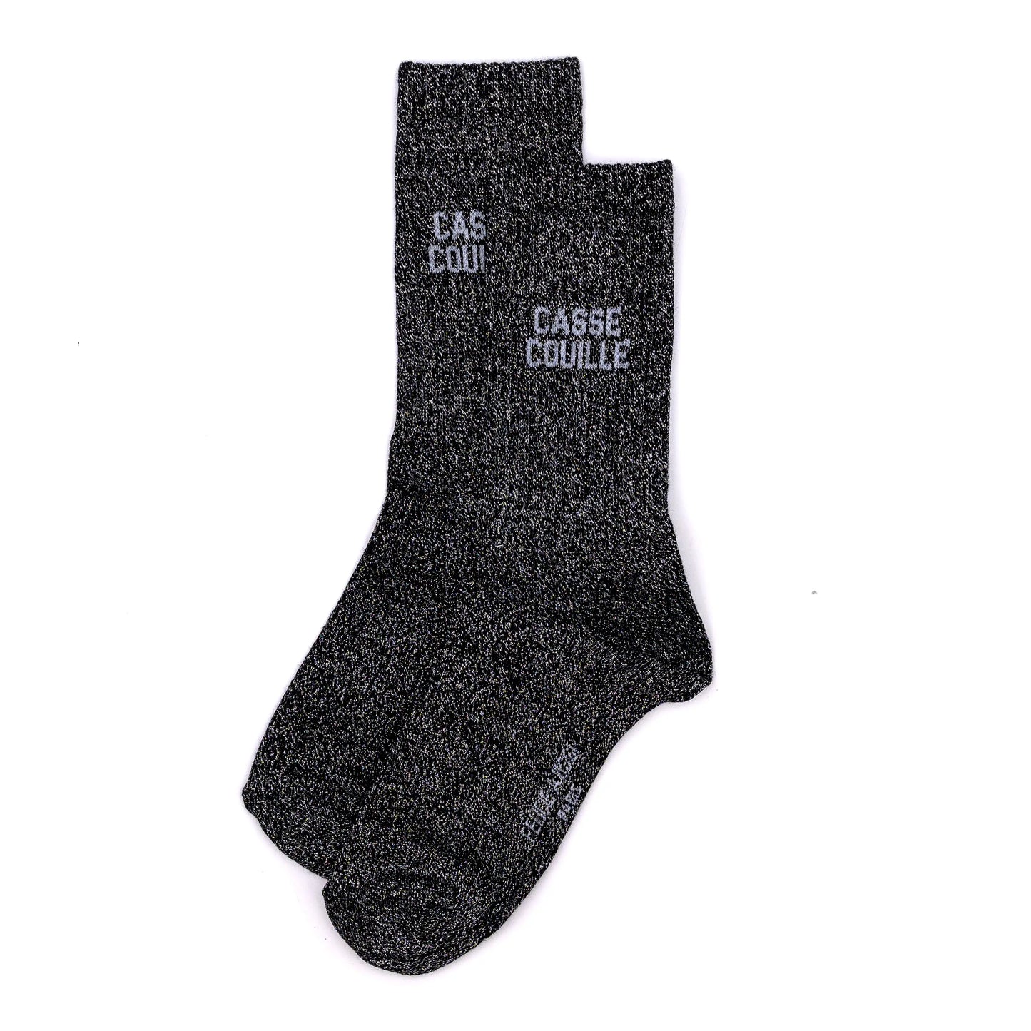 Chaussettes "casse couille" grises à paillettes