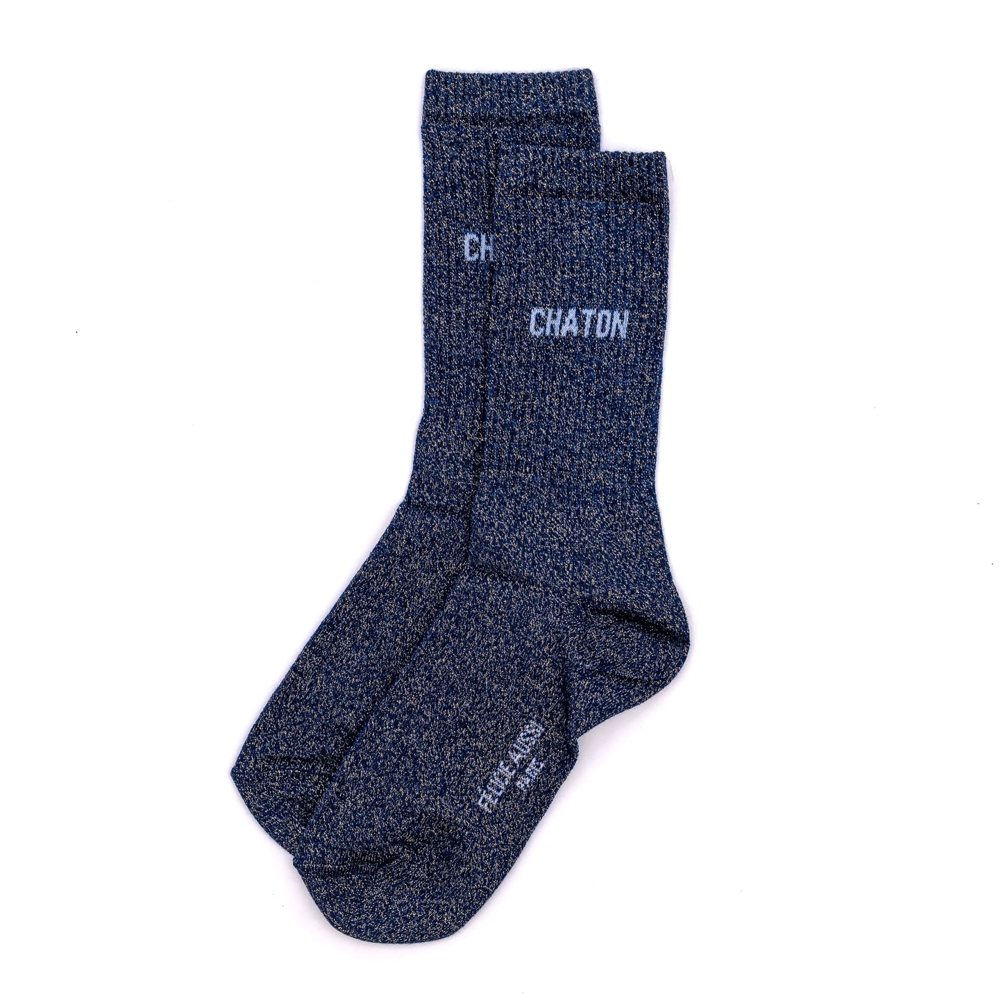 Chaussettes "chaton" bleues à paillettes fabriquées en France