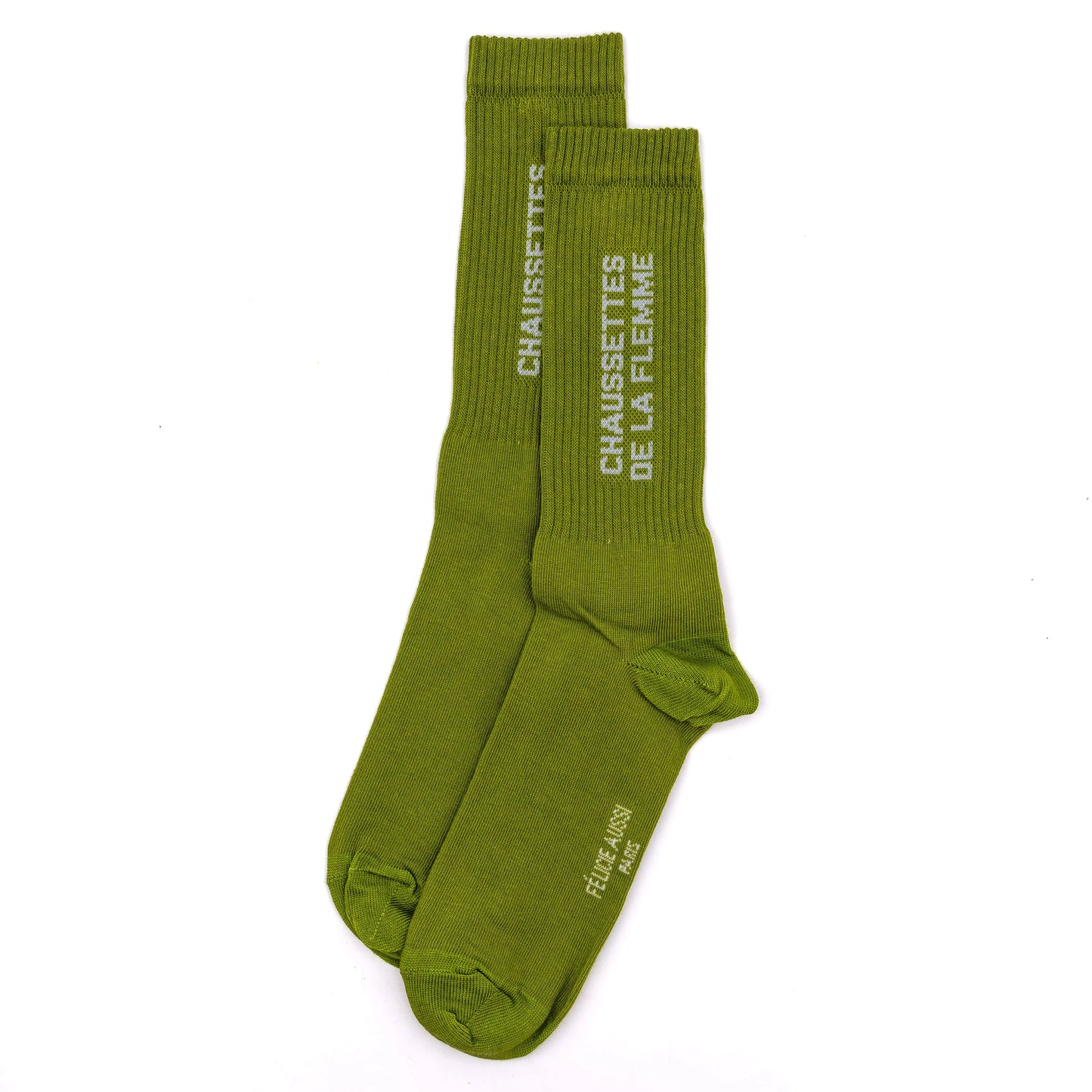 Chaussettes "de la flemme" vert bambou fabriquées en France