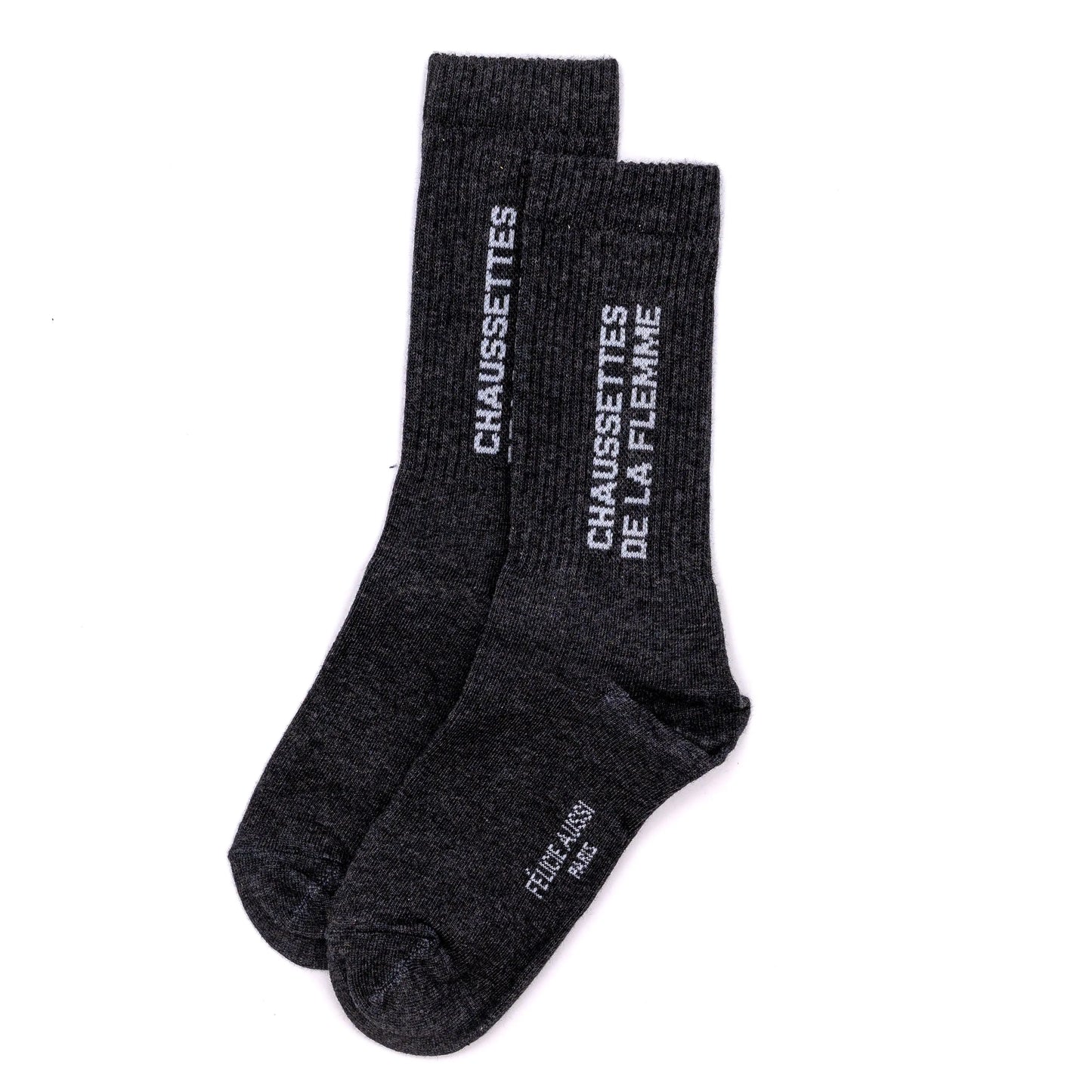 chaussettes gris anthracite " chaussettes de la flemme" made in France