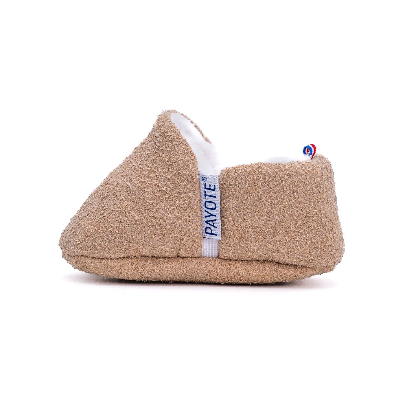 Chausson bébé beige en cuir recyclé 