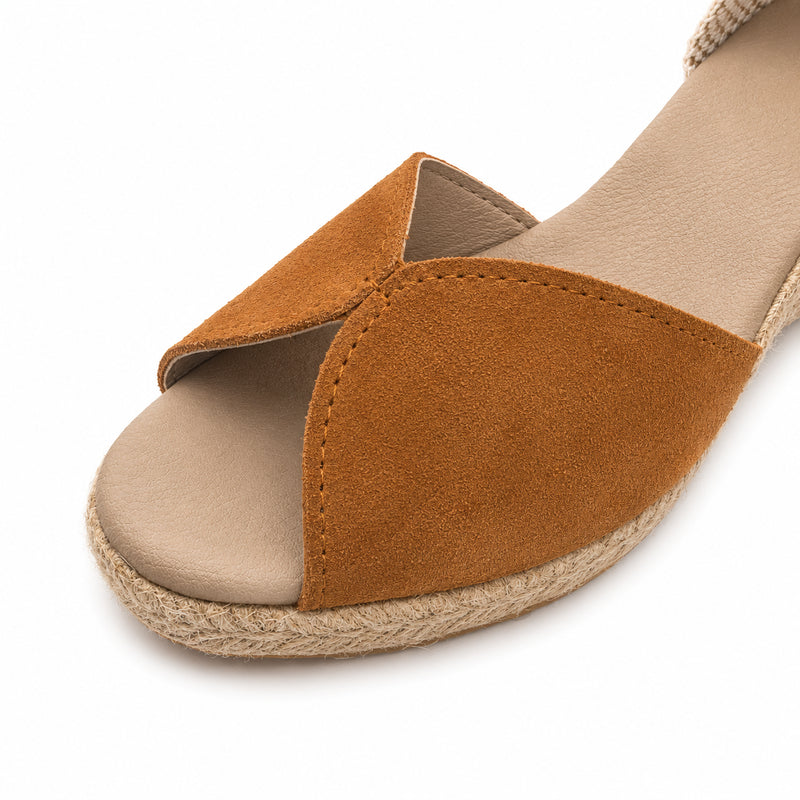 Espadrille Compensée Xéna cognac à boucle - T5