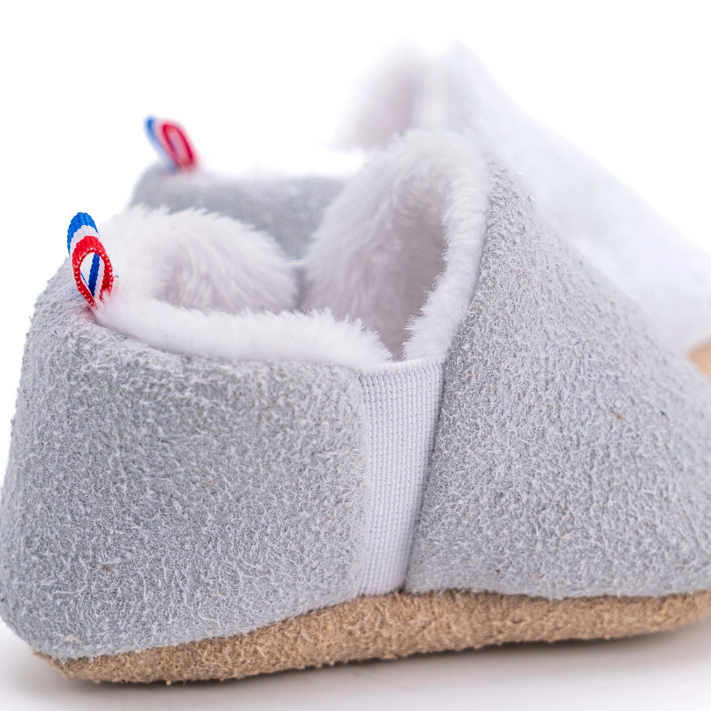 Chausson pour bébé gris clair made in France