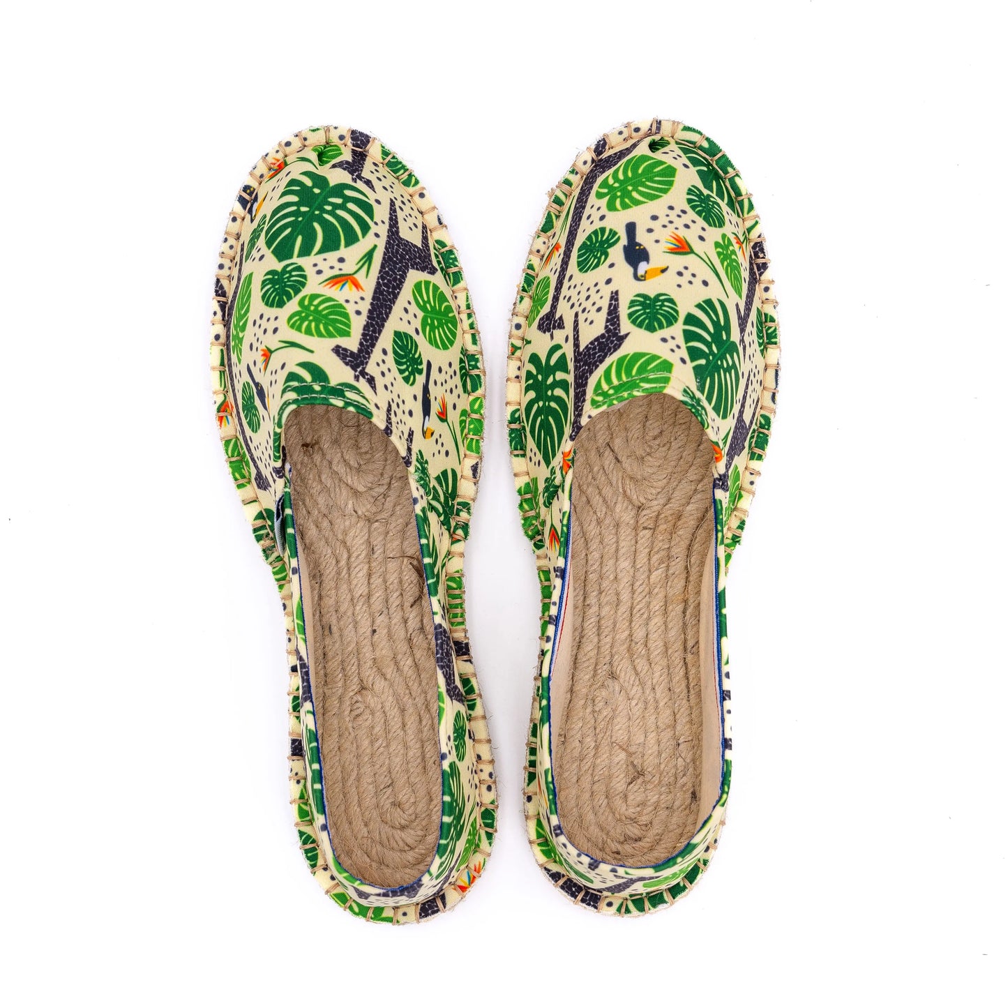 Espadrille à l'imprimé girafe et monstera made in France