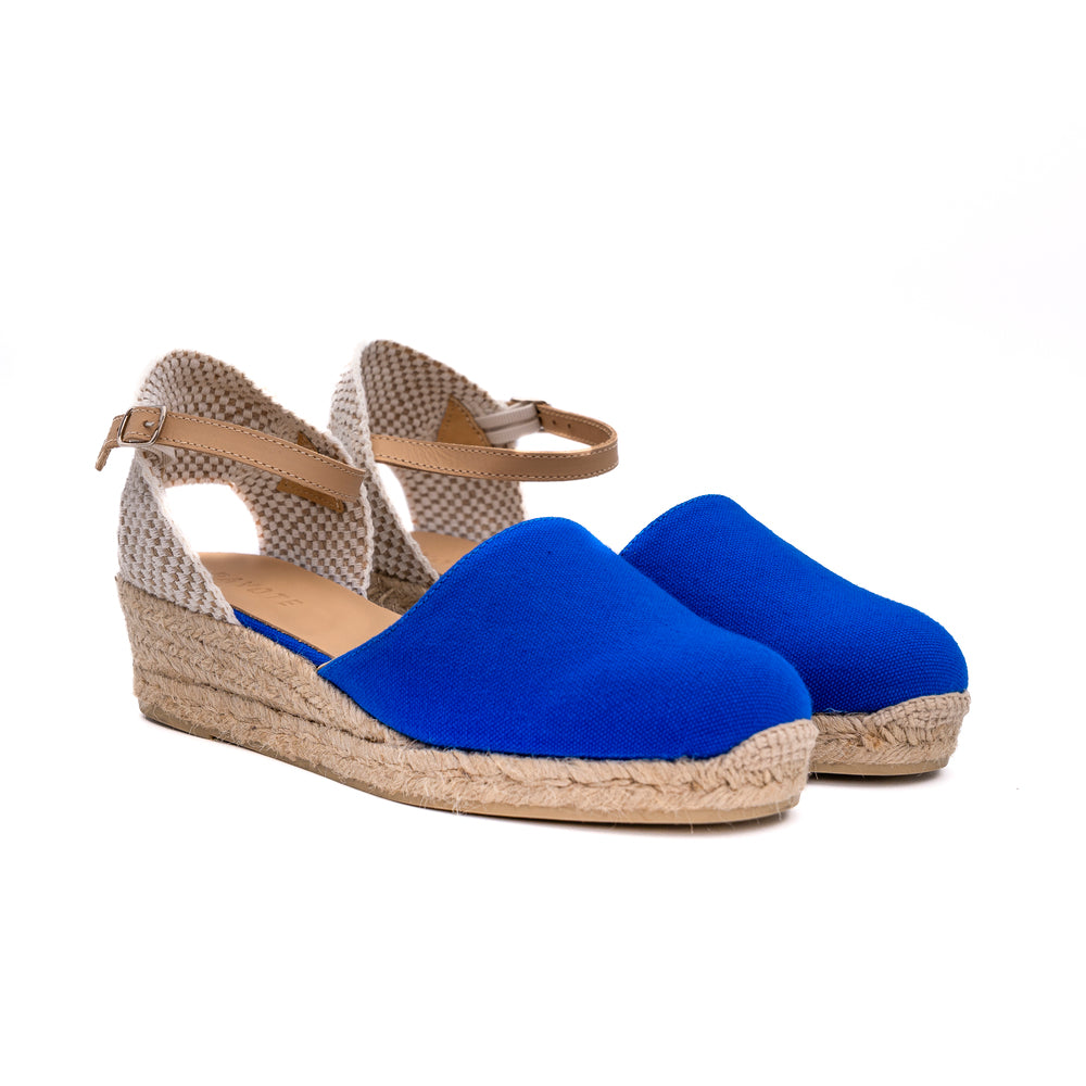 espadrille compensée bleu roi au talon de 3 cm "Mado"