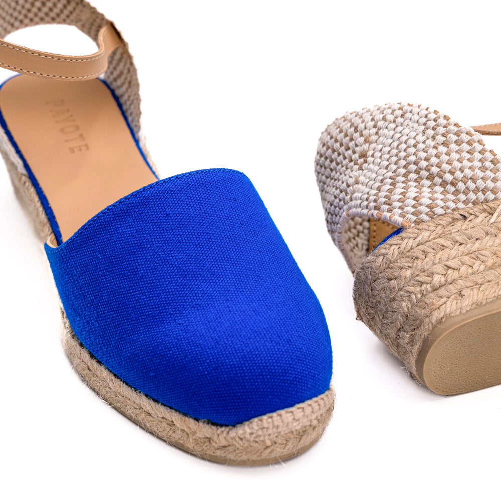 espadrille compensée bleu roi au talon de 3 cm "Mado"
