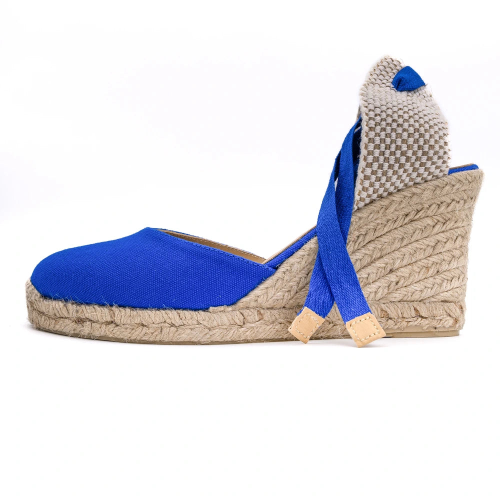 Espadrille compensée bleu roi Mathilde made in France