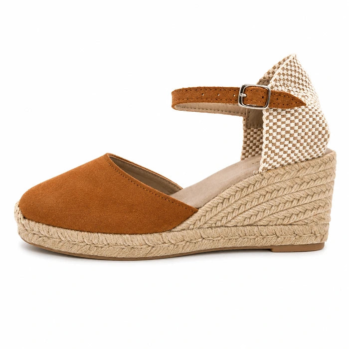 Espadrille Compensée Olympe Cognac à boucle - T5