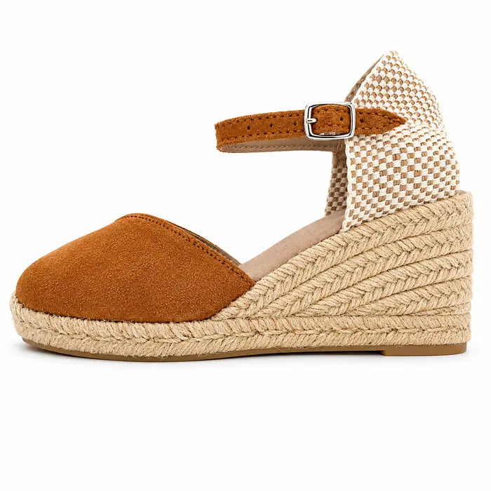 Espadrille Compensée Victoire Cognac à boucle - T5