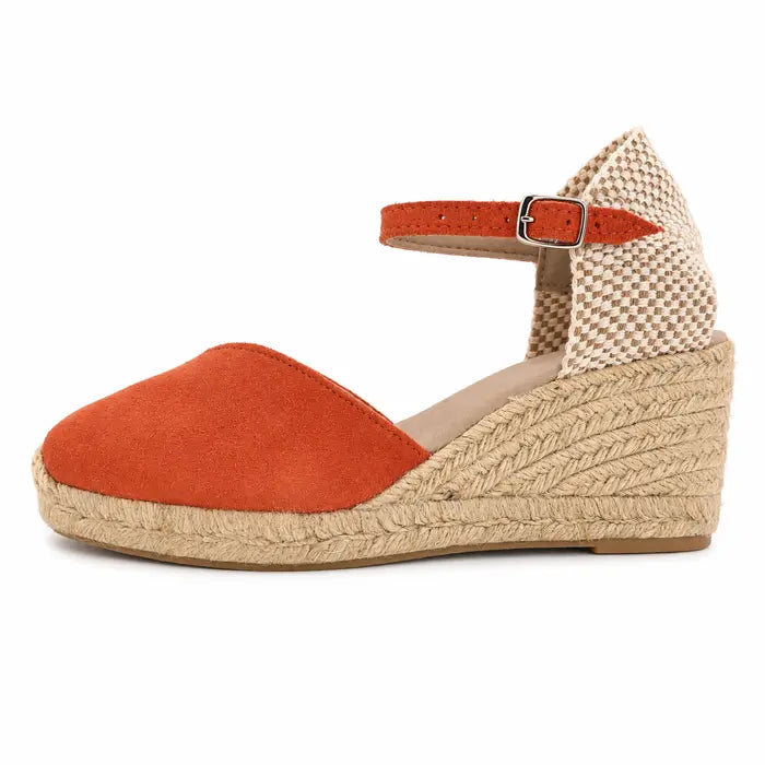 Espadrille Compensée Victoire Corail à boucle - T5