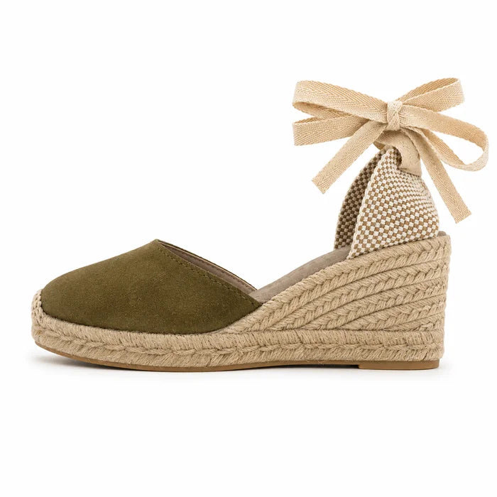 Espadrille Compensée Olympe Kaki à ruban - T5