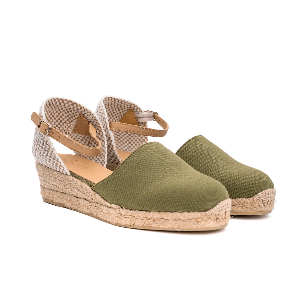 Espadrille compensée kaki "Mado" made in France