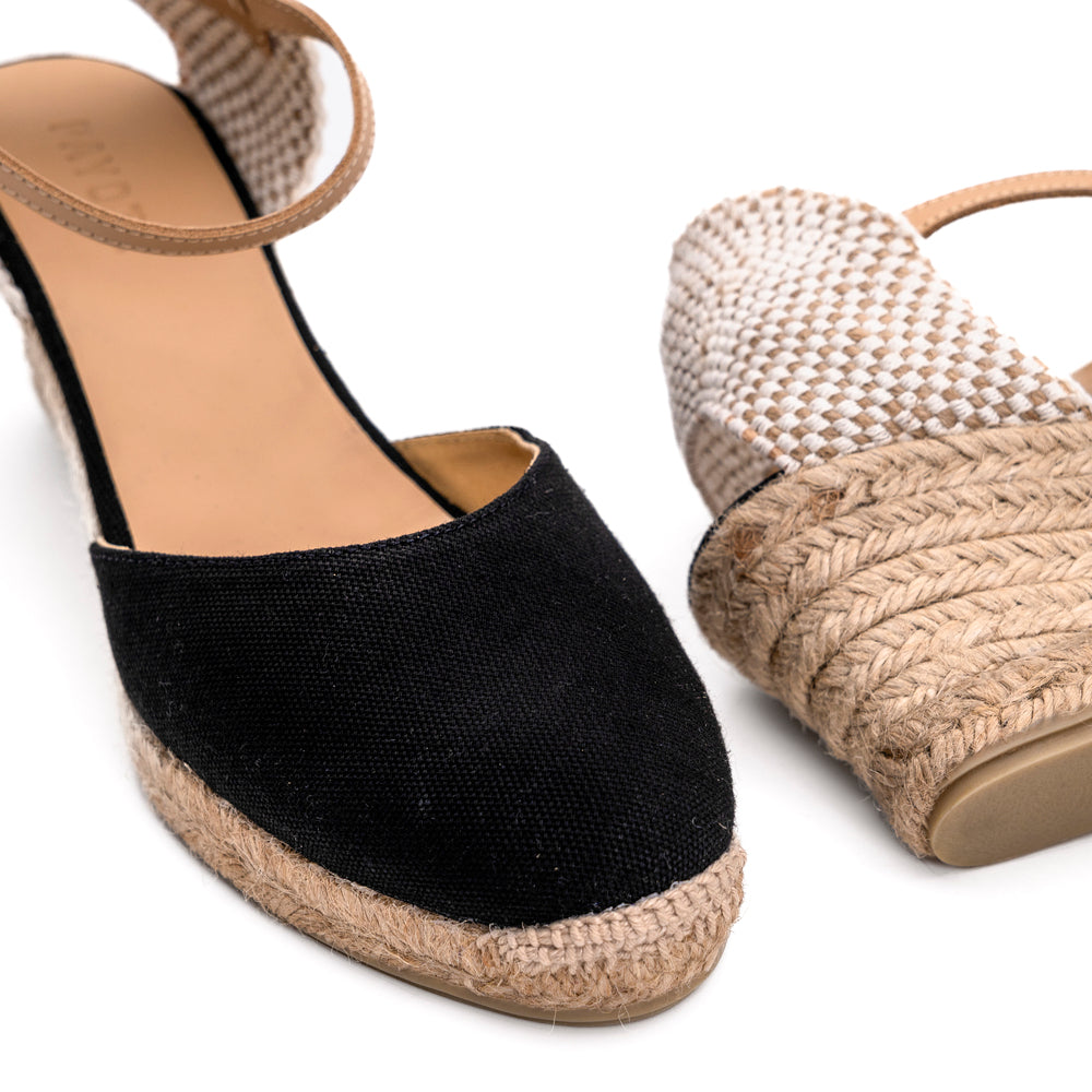 Espadrille compensée noire à boucle made in France "Mado"