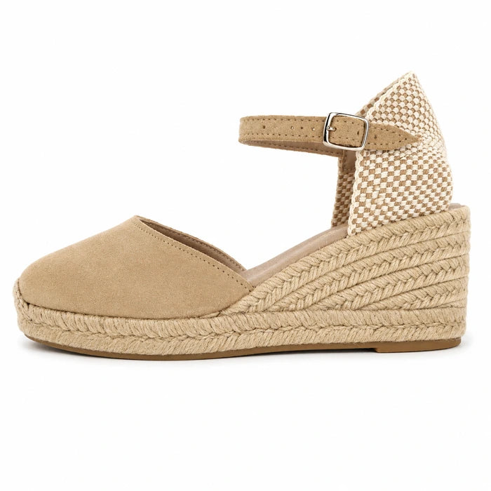 Espadrille Compensée Olympe Beige à boucle - T5