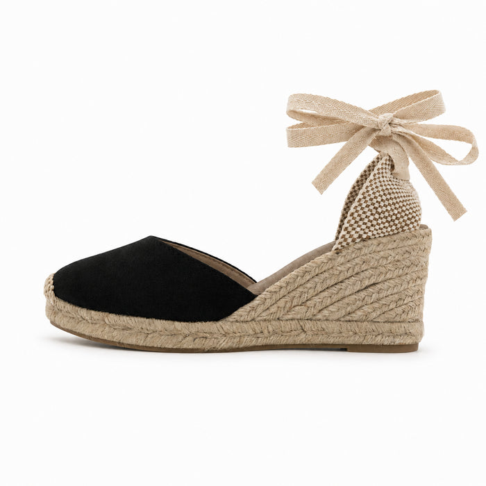 The Beige Renée Lace-Up Wedge Espadrille