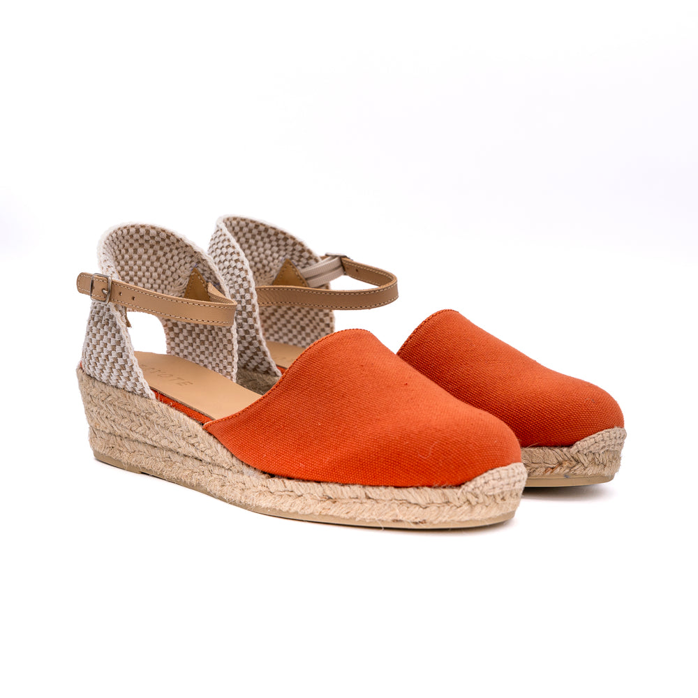 Espadrille compensée 3 cm terracotta made in France