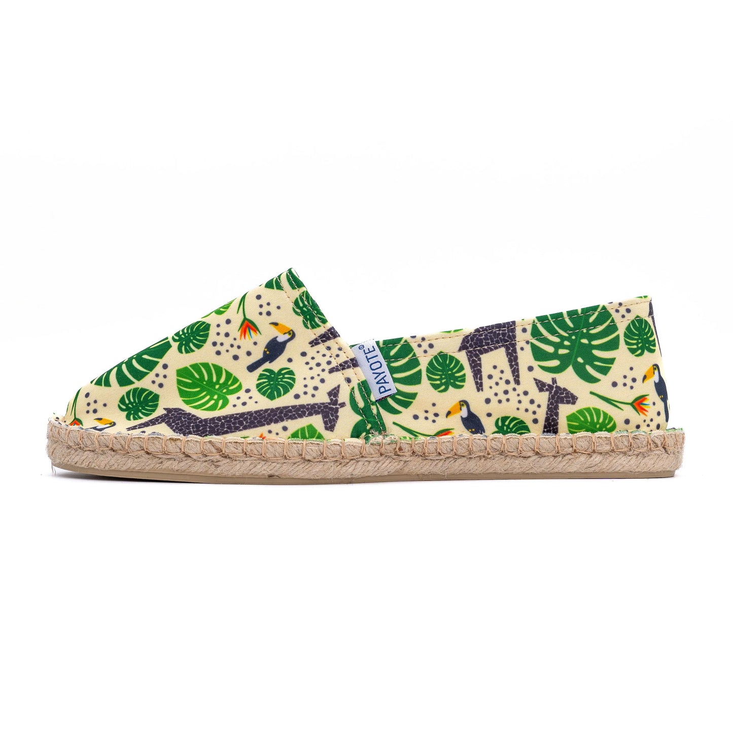 Espadrille à l'imprimé girafes et monstera