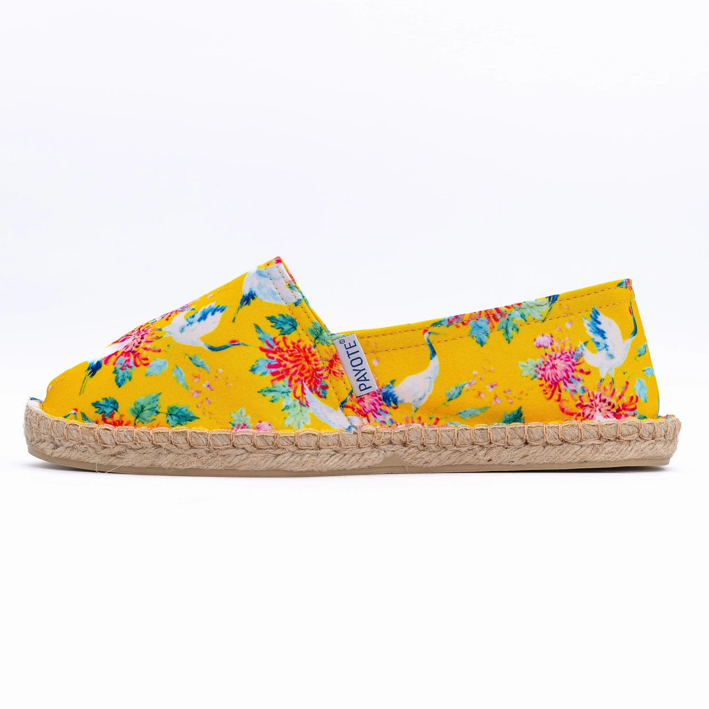 Espadrille jaune à l'imprimé oiseaux 
