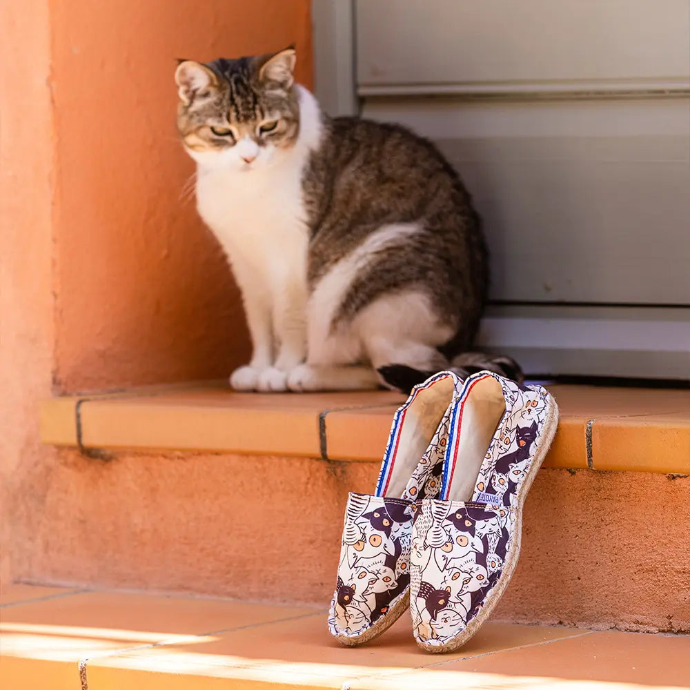 Espadrille à l'imprimé chat 