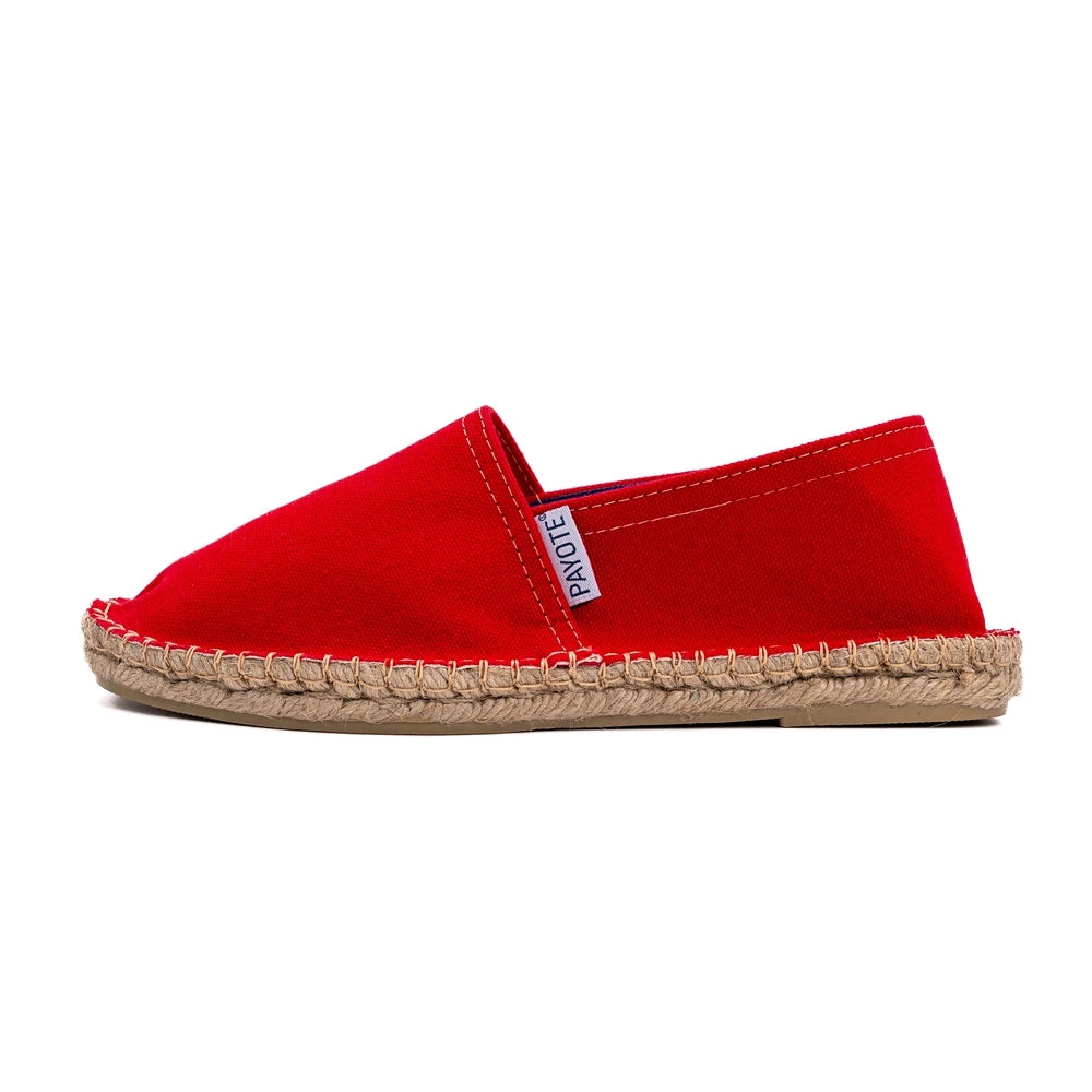Espadrille unie rouge en toile made in France
