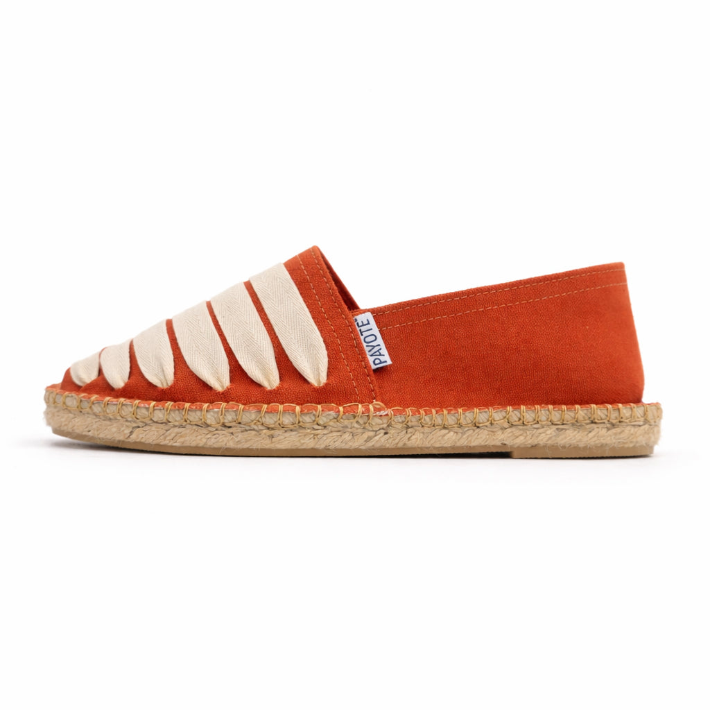 Espadrille plate traditionnelle à ruban de couleur terracotta
