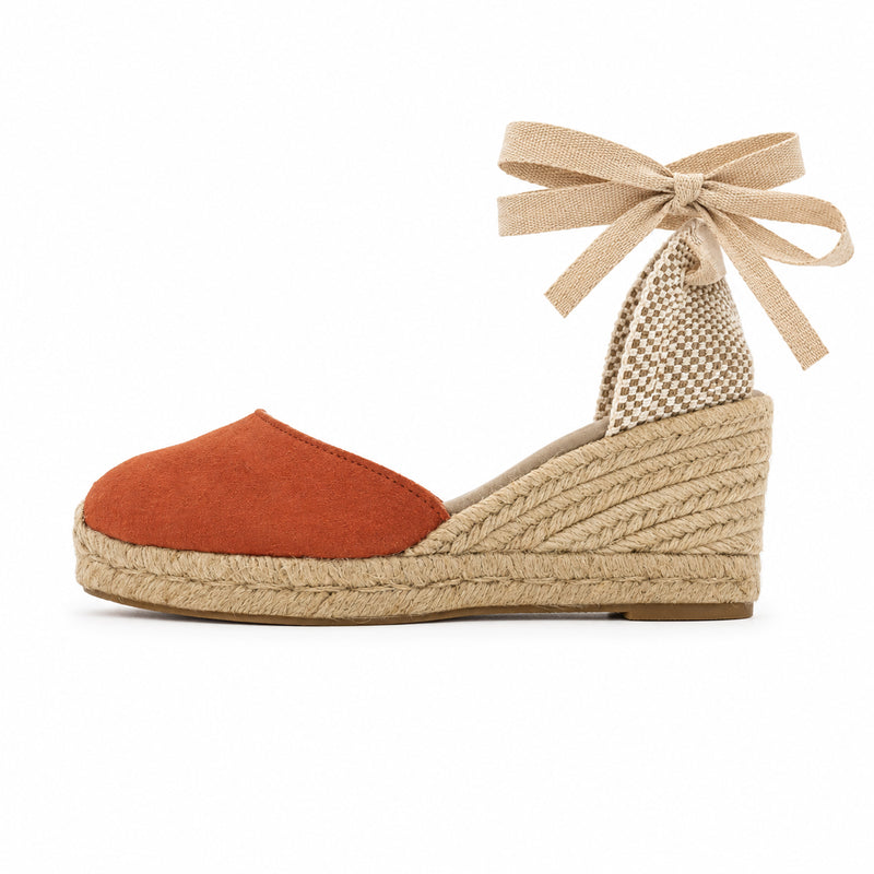 Espadrille Compensée Olympe terracotta à ruban - T5
