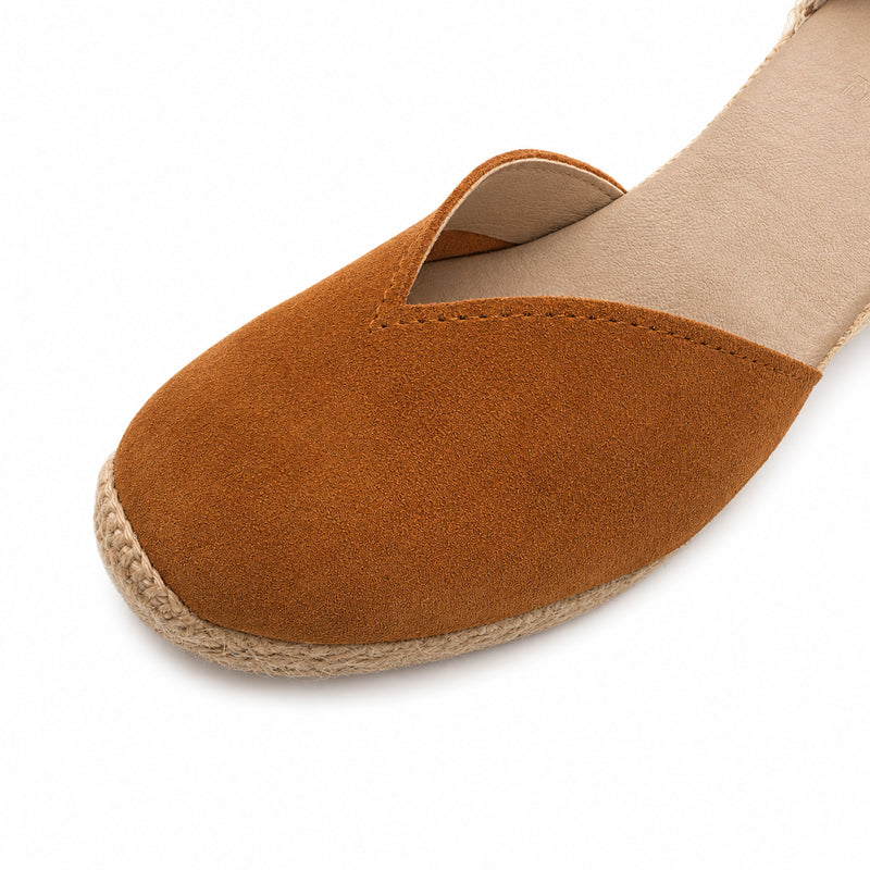 Espadrille Compensée Victoire cognac à ruban - T7