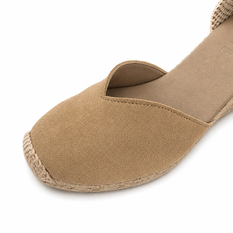 Espadrille Compensée Victoire beige à ruban - T7