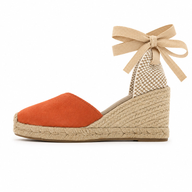Espadrille Compensée Olympe terracotta à ruban - T7