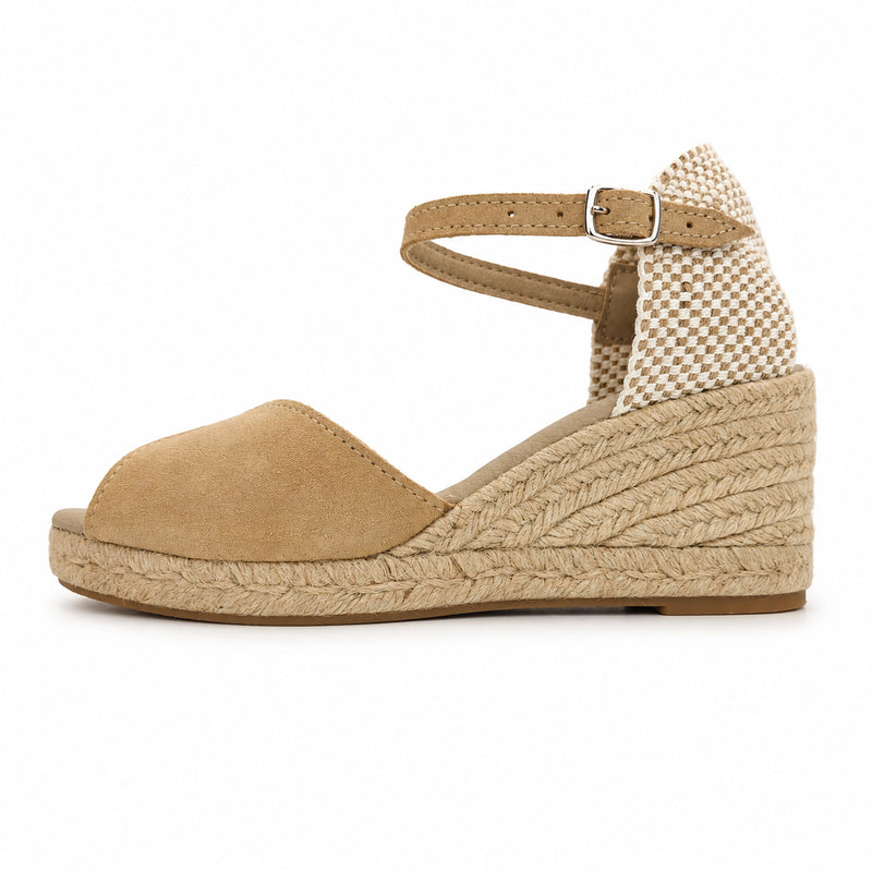 Espadrille Compensée Xéna beige à boucle - T5