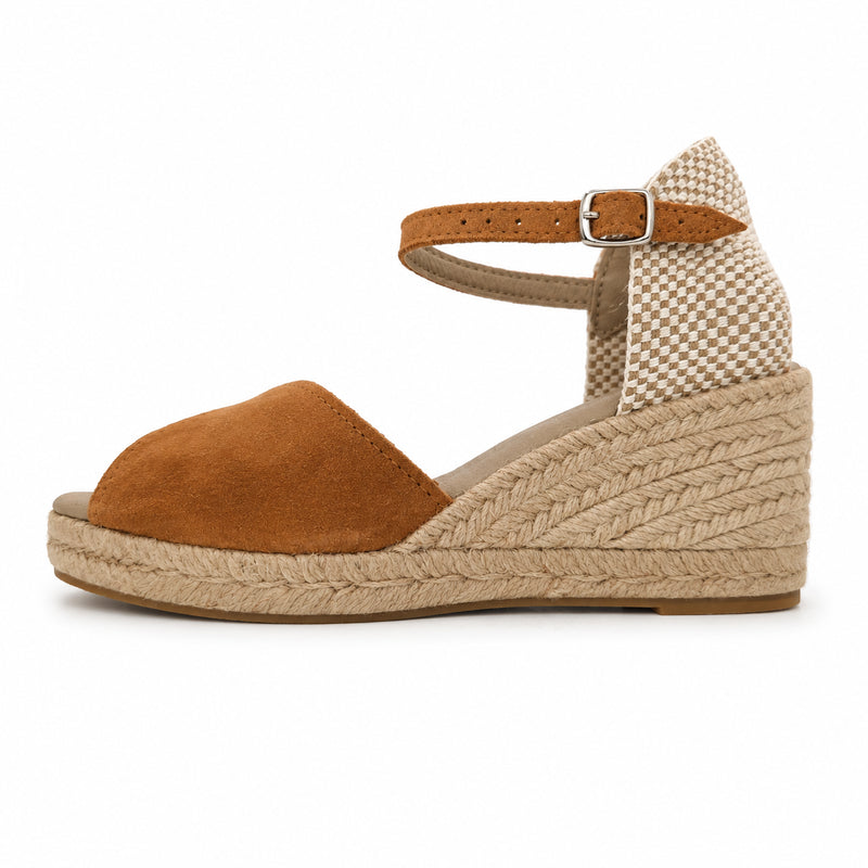 Espadrille Compensée Xéna cognac à boucle - T5