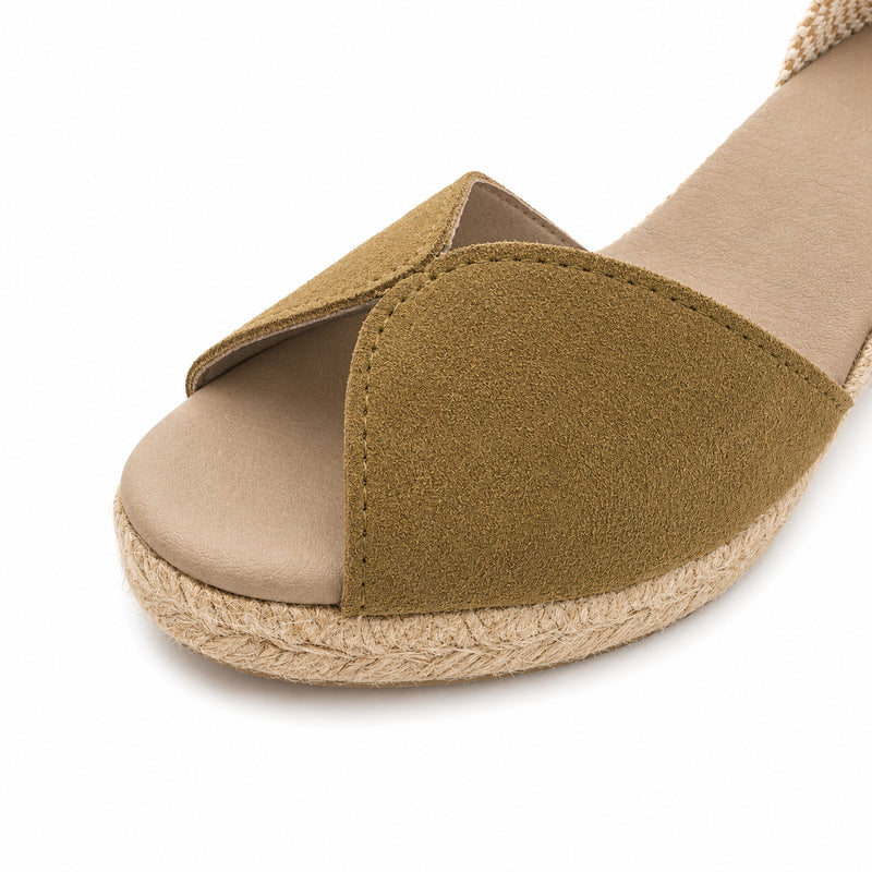 Espadrille Compensée Xéna kaki à boucle - T5