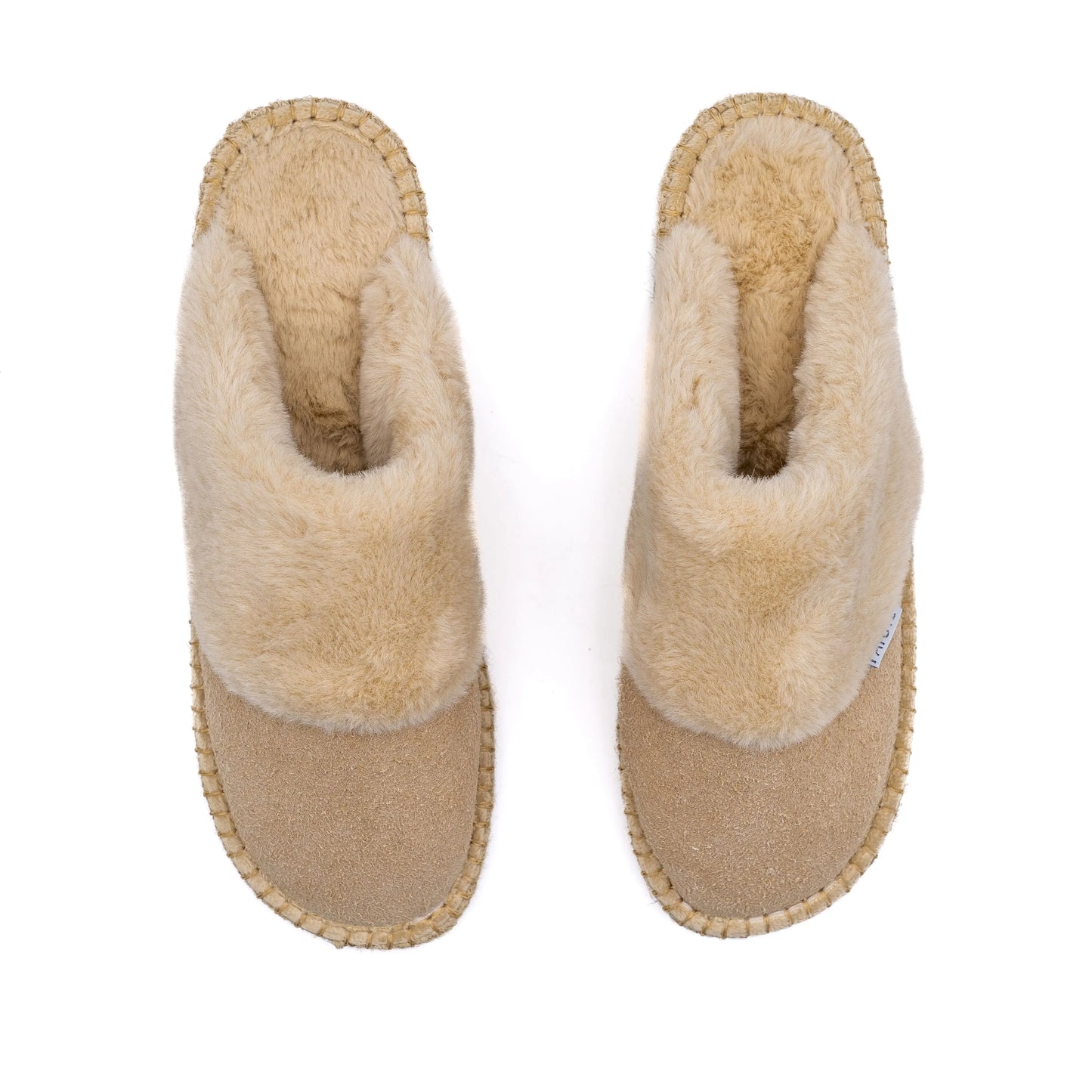 Chausson mule fourré beige made in France