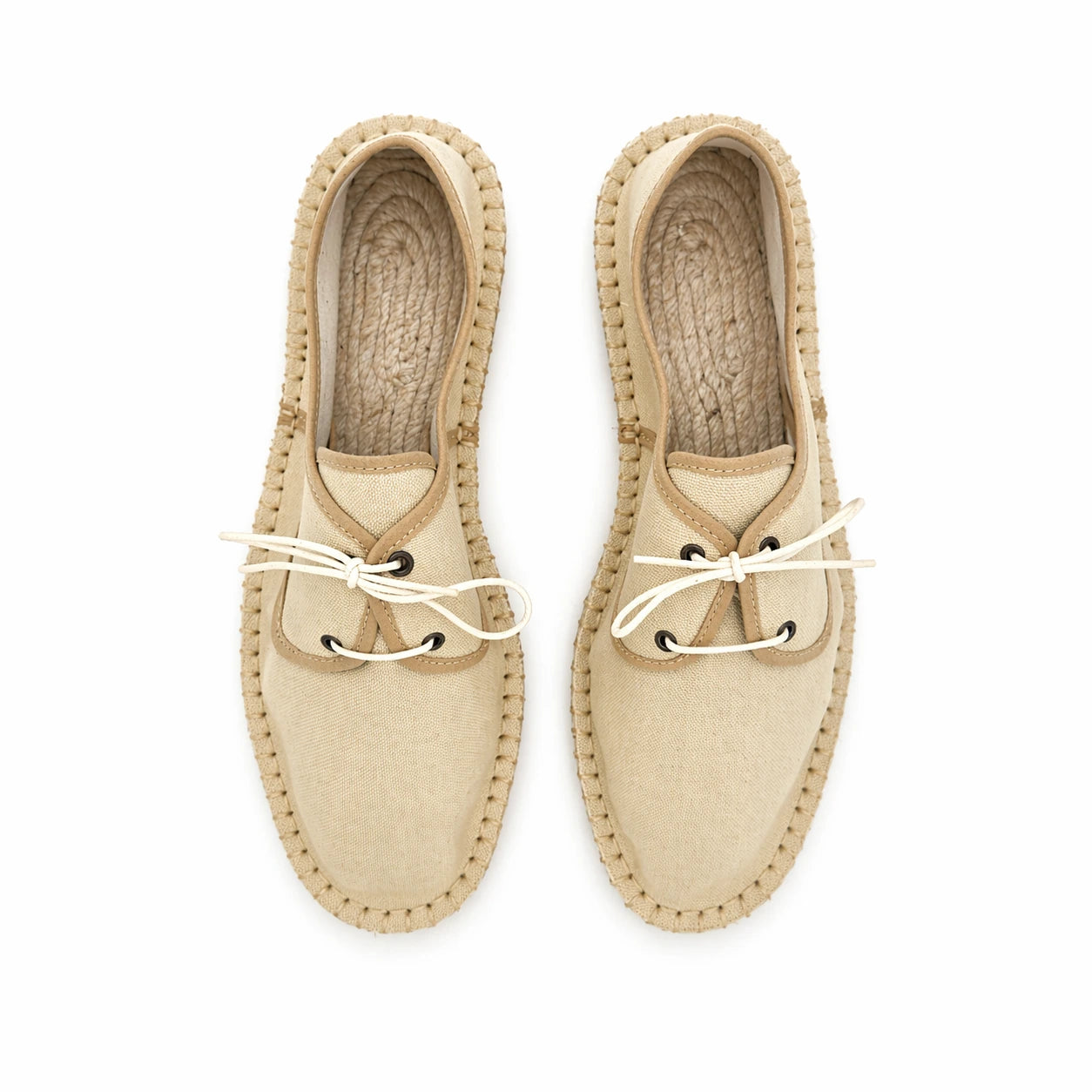 Espadrille à lacets couleur sable made in France