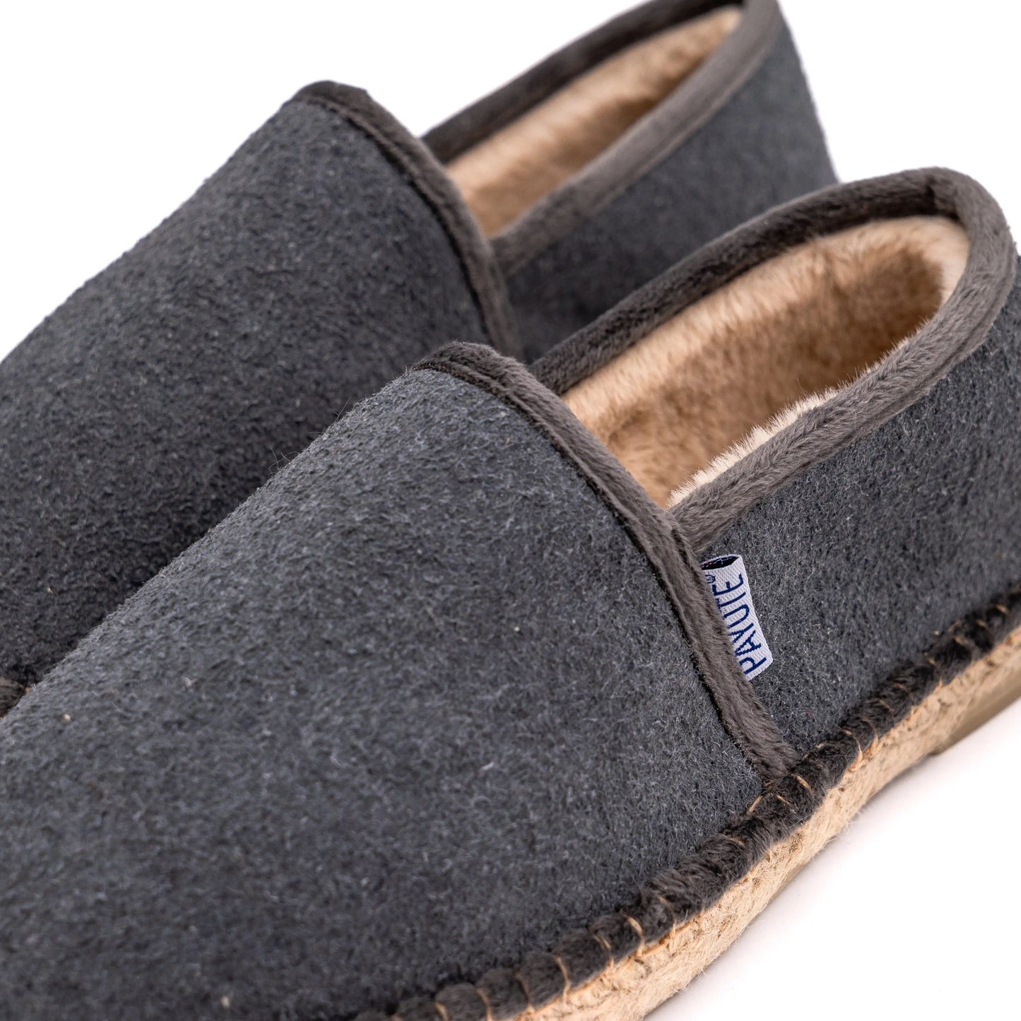 Vue zoomée du Chausson Espadrille gris anthracite made in France