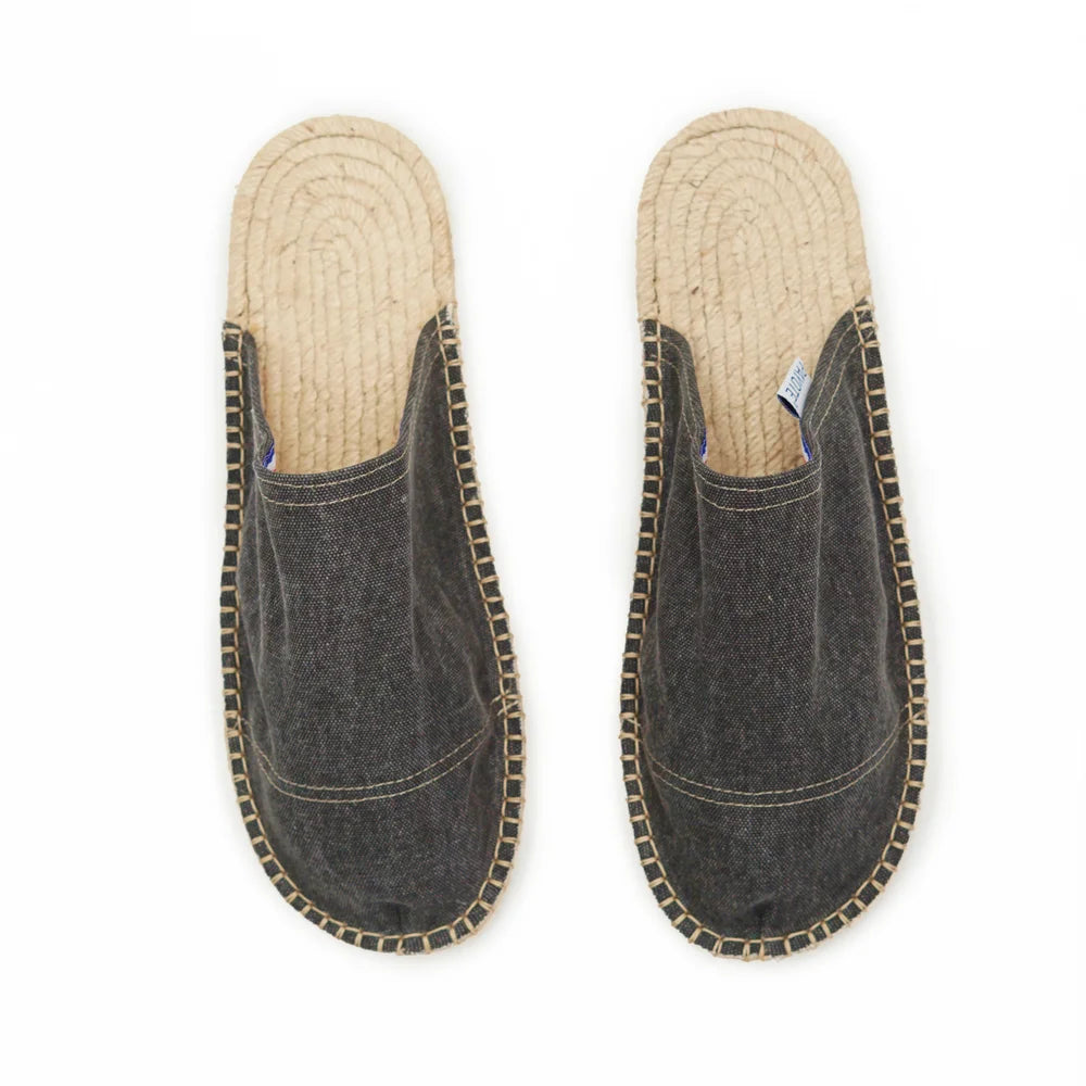 Mule espadrille noir délavé made in France