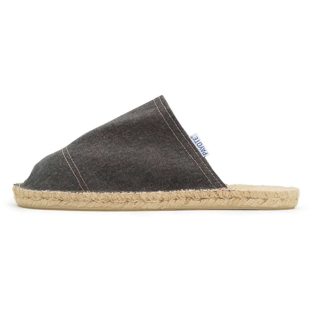 Mule espadrille noir délavé made in France