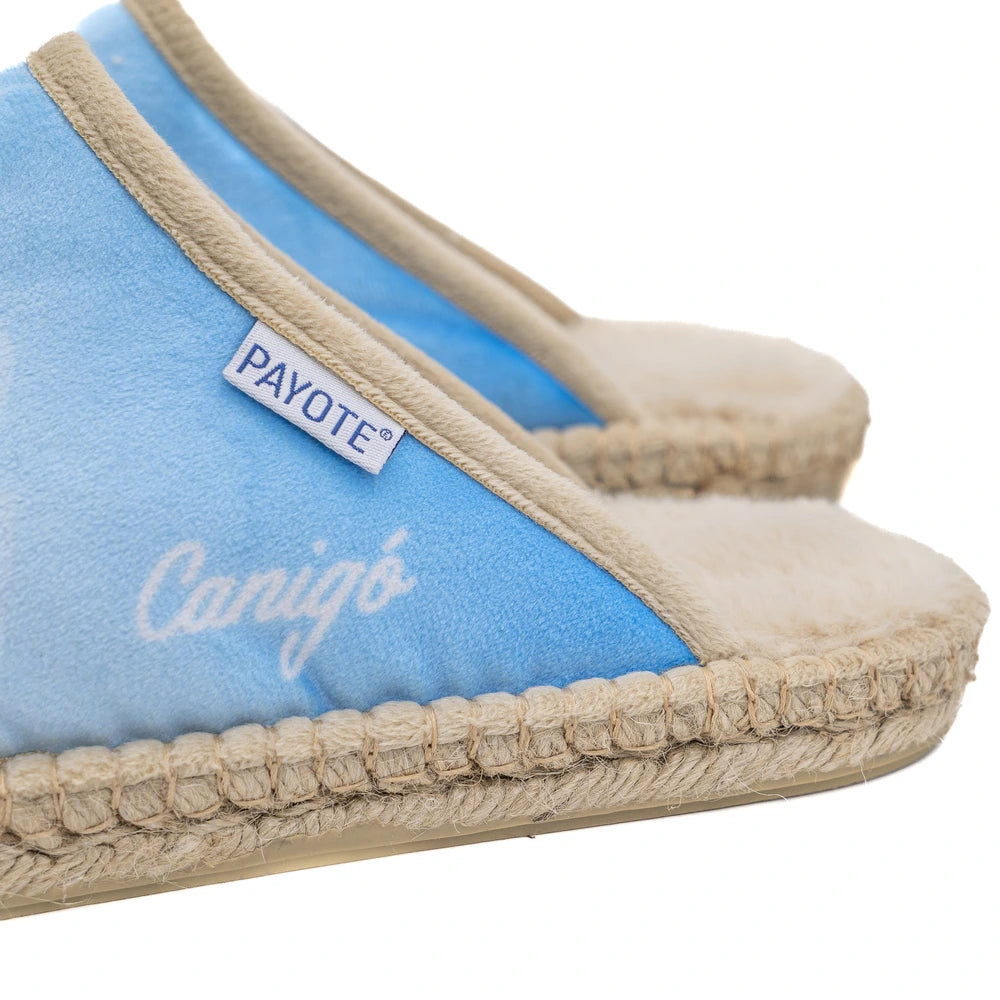 Mule fourrée bleue Canigó fabriquée à Perpignan