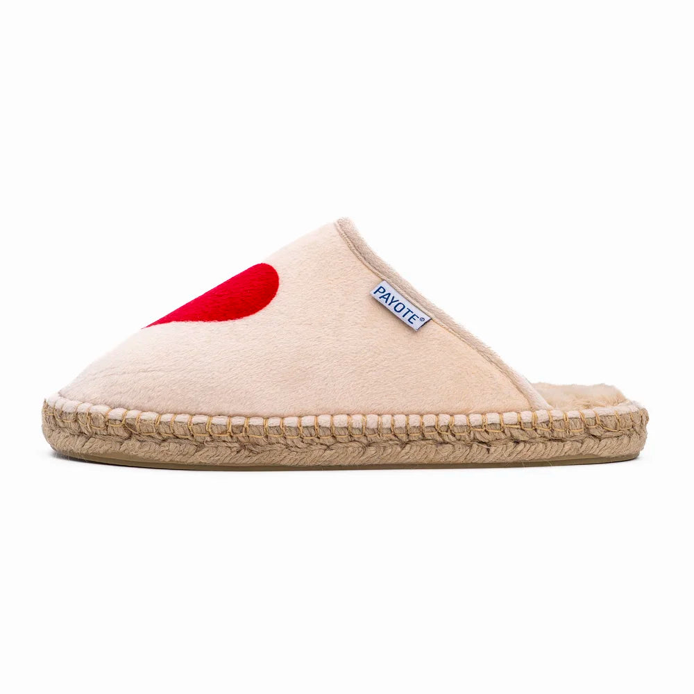 Mule fourrée à l'imprimé Cœur