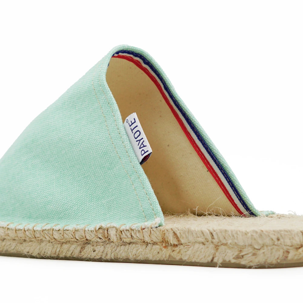 Mule espadrille vert d'eau délavé made in France