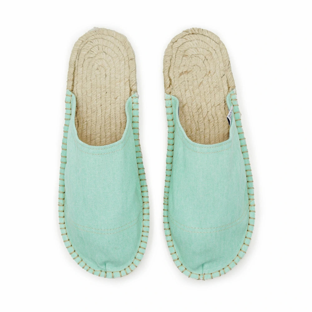 Mule espadrille vert d'eau délavé made in France