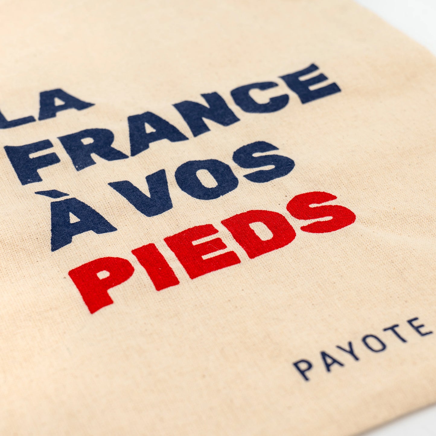 Sérigraphie "La France à vos pieds"  sur le pochon cadeau