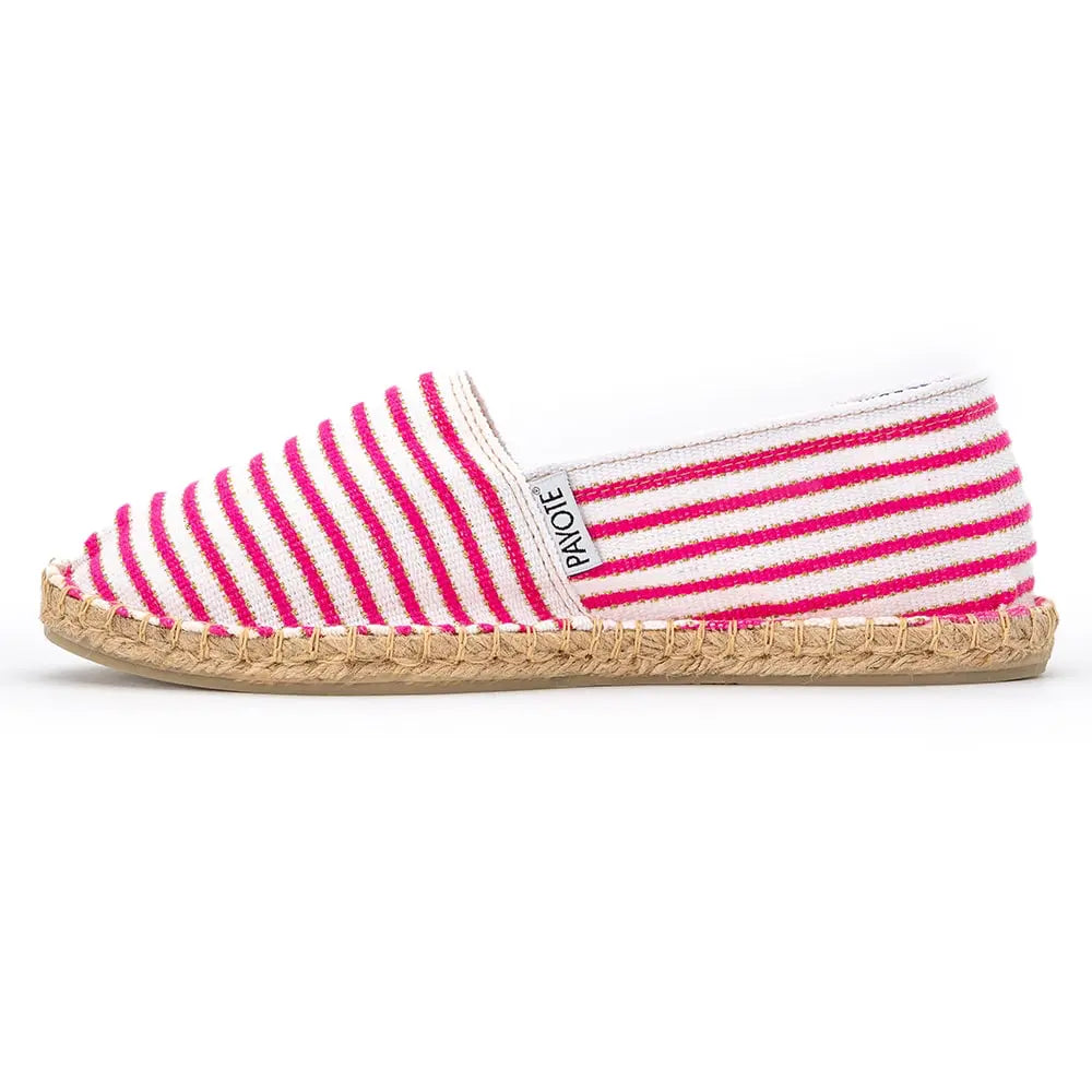 Espadrille blanche rayée fuchsia