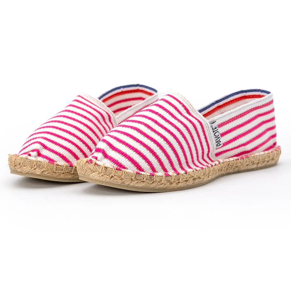 Vue d'ensemble de l'espadrille blanche rayée fuchsia