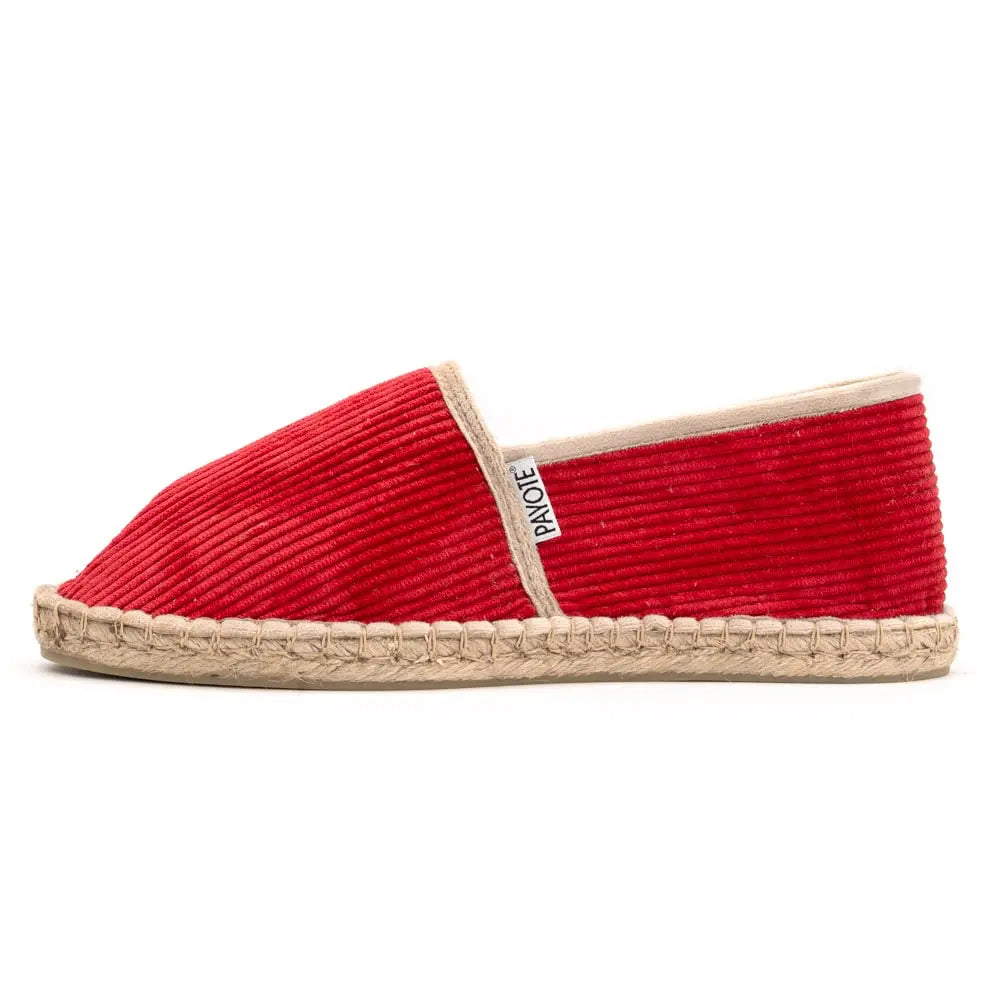 Chausson espadrille en velours côtelé rouge