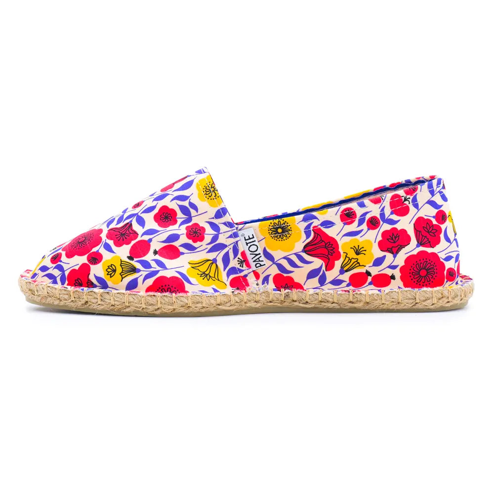 Espadrille à l'imprimé fleurs jaunes et roses