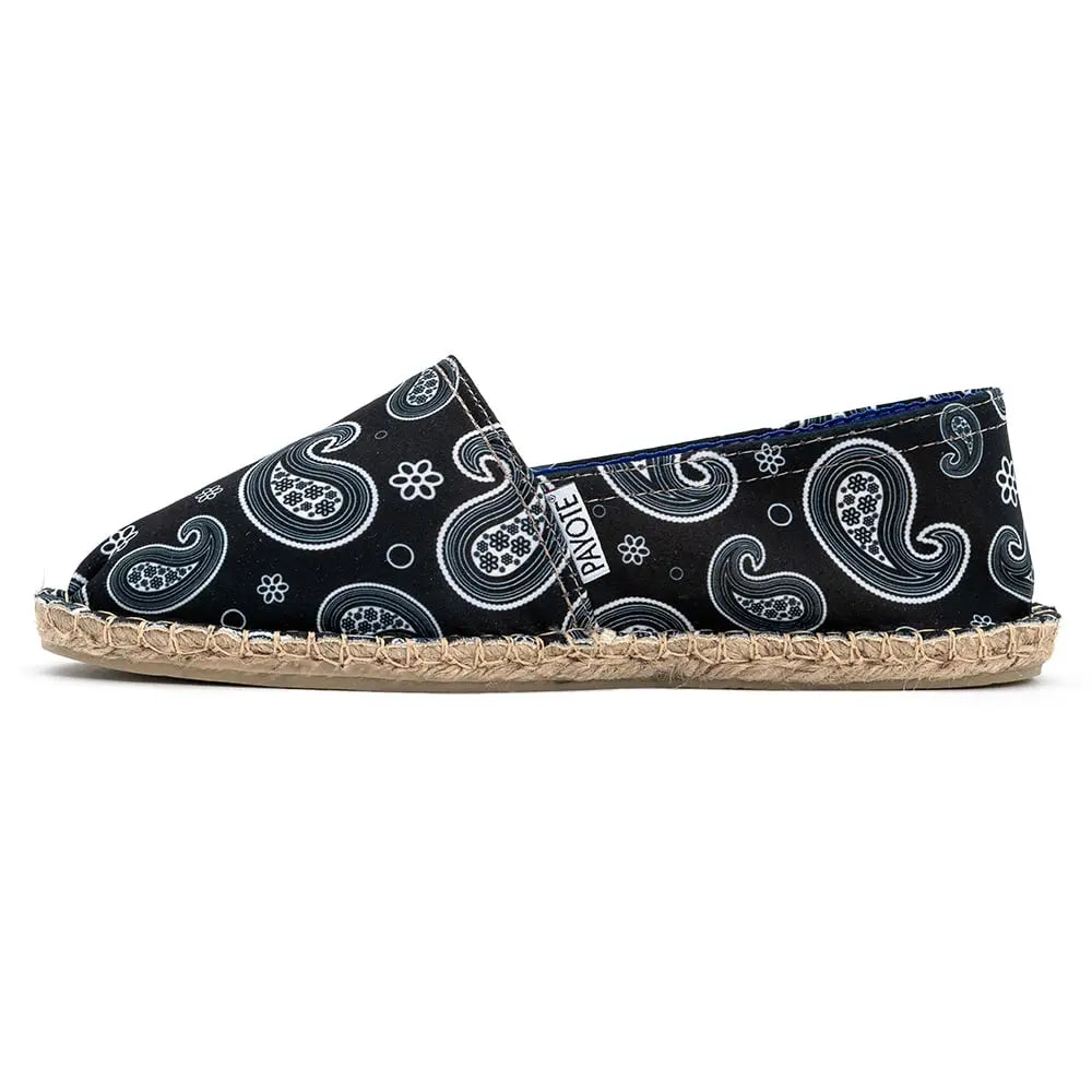 Espadrille au motif paisley noir