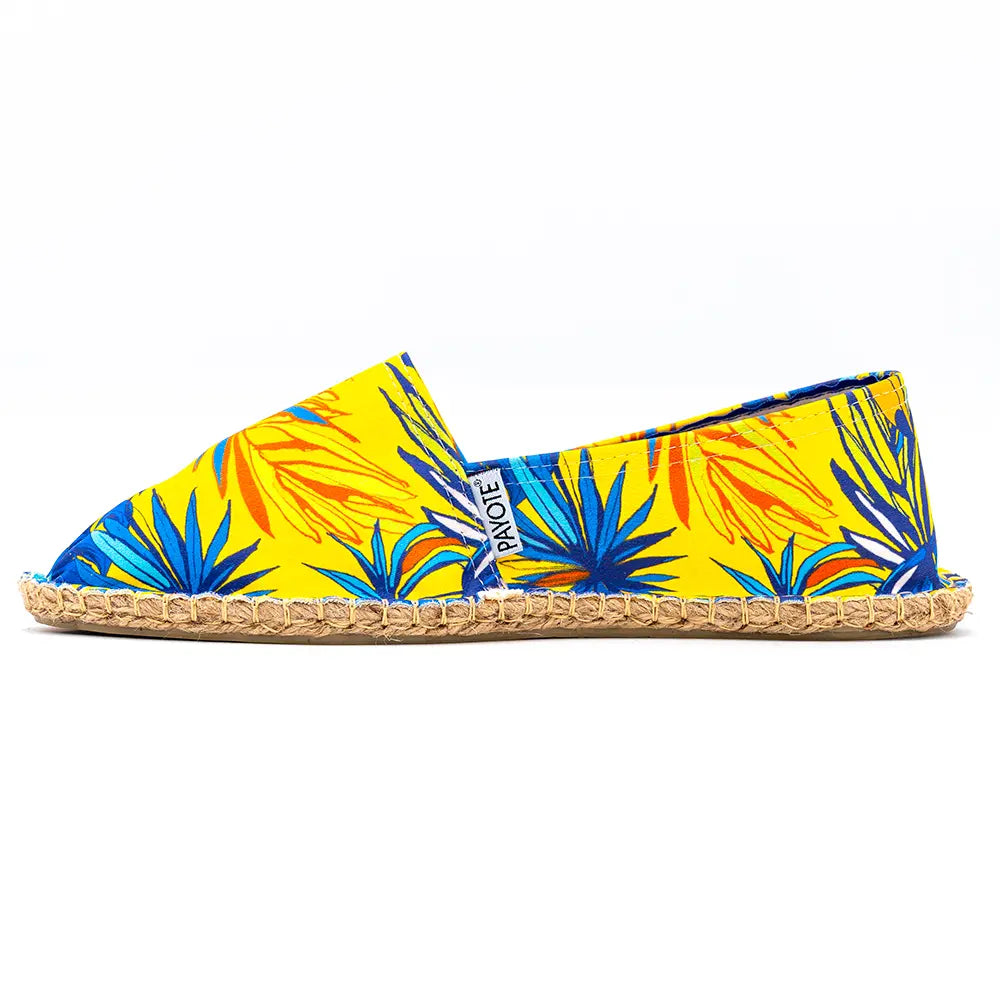 Espadrille jaune à l'imprimé tropical